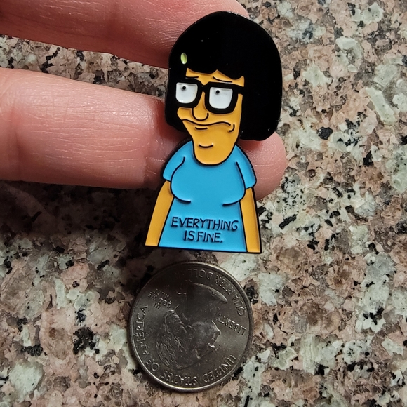 *2 for $13* Tina Belcher "Everything is Ok" Face Bob's Burgers Enamel Pin - Picture 3 of 4